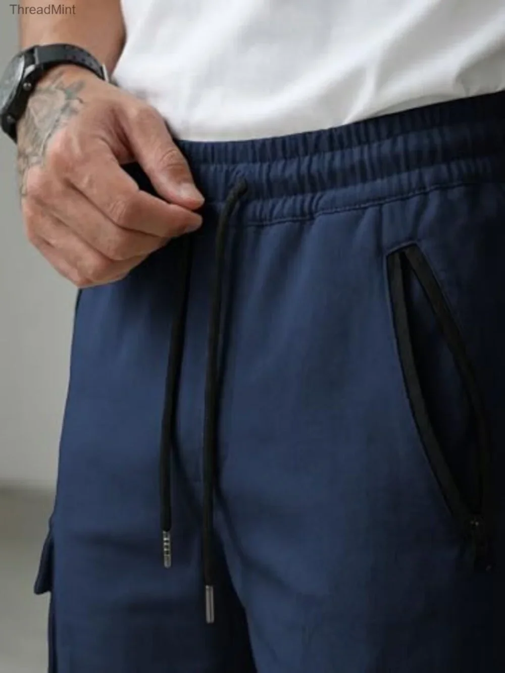 Men's 3/4 Length Cargo Shorts with Zipper Pockets